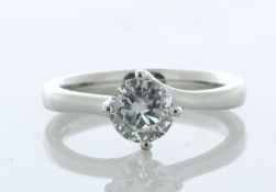 Platinum Single Stone Fancy Claw Set Diamond Ring 0.71 Carats