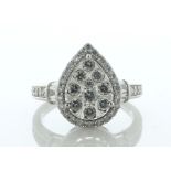 9ct White Gold Pear Cluster Diamond Ring 1.00 Carats