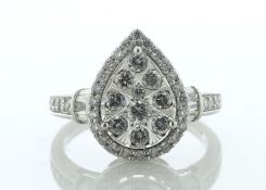 9ct White Gold Pear Cluster Diamond Ring 1.00 Carats