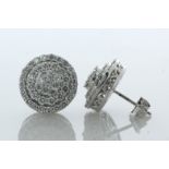 14ct White Gold Round Cluster Diamond Earring 1.40 Carats