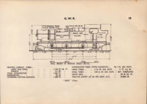 G.W.R “5600” Class Locomotive Detailed Diagram 85 Year- Old Print.