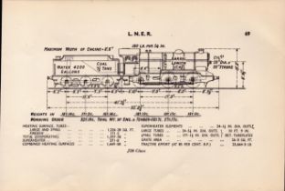 L.N.E.R. “J39 Class” Locomotive Detailed Drawing Diagram 85-Year-Old Print.