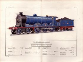 The Caledonian Railway Steam Engine Detailed Antique Book Plate.