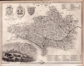 Dorsetshire Steel Engraved Victorian Antique Thomas Moule Map.