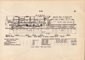 Southern Railway “Lord Nelson” Locomotive Detailed Diagram 85 Year Old.