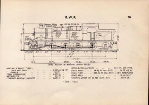 G.W.R “7200” Class Locomotive Detailed Diagram 85 Year- Old Print.