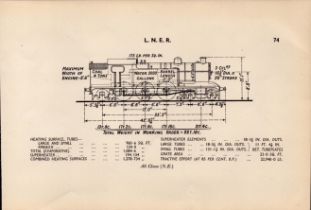 L.N.E.R. “A8 Class” Locomotive Detailed Drawing Diagram 85-Year-Old Print.