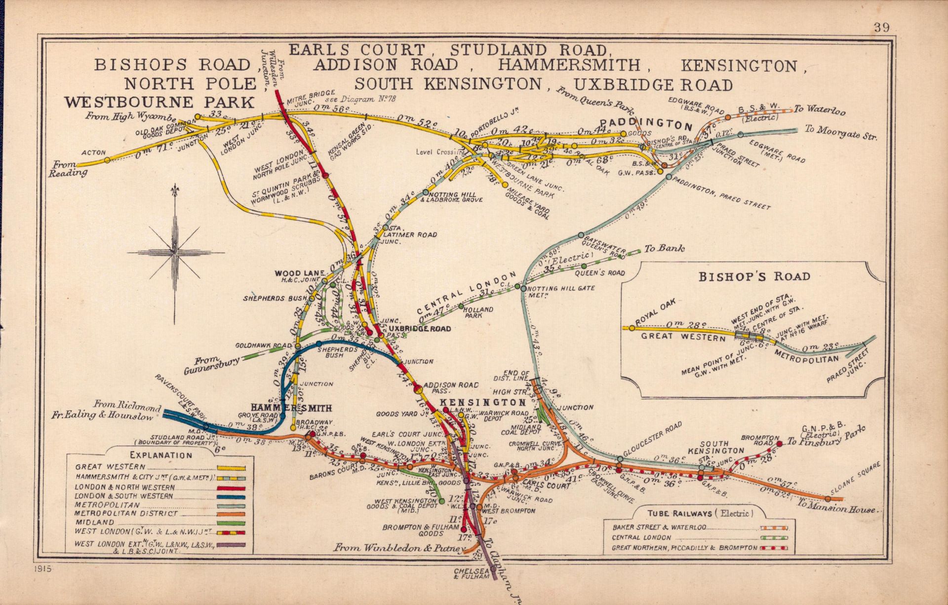 Earls Court Hammersmith Kensington London Antique Railway Diagram-39.