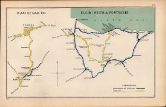 Elgin, Keith & Portessie Scotland Antique Railway Junction Map-38.