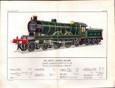 The North Eastern Railway Steam Engine Coloured Antique Book Plate.