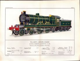The North Eastern Railway Steam Engine Coloured Antique Book Plate.