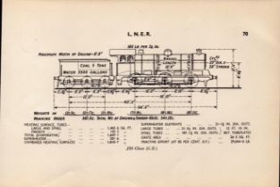 L.N.E.R. “J20 Class” Locomotive Detailed Drawing Diagram 85-Year-Old Print.