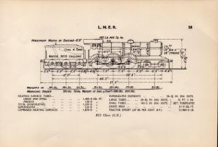 L.N.E.R. “B12 Class” Locomotive Detailed Drawing Diagram 85-Year-Old Print.