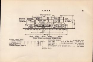 L.N.E.R. “A5 Class” Locomotive Detailed Drawing Diagram 85-Year-Old Print.