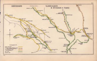Aberdare Llancaiach Quaker’s Yard Wales Antique Railway Diagram 131.