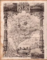 East Midlands of England Steel Engraved Antique Thomas Moule Map.