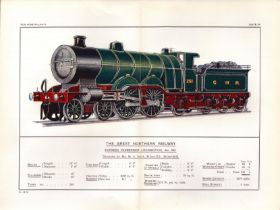 The Great Northern Railway Steam Engine Antique Book Plate.