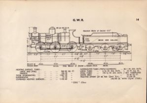 G.W.R “2301” Class Locomotive Detailed Diagram 85-Year-Old Print.