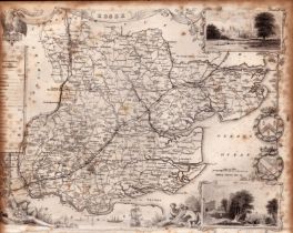County of Essex Steel Engraved Victorian Antique Thomas Moule Map .