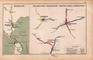 Weymouth Dorchester Wimborne Antique Railway Junction Map-79.