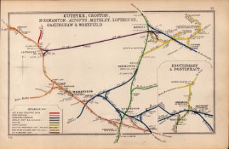 Wakefield Pontefract Yorkshire Antique Railway Junction Map-52.