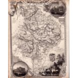 Huntingdonshire Steel Engraved Victorian Antique Thomas Moule Map.