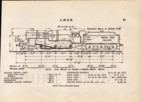 L.M.S.R. 5P4F Class Locomotive Detailed Drawing Diagram 85-Year-Old Print.