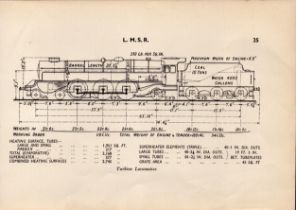 L.M.S.R. Turbine Locomotive Detailed Drawing Diagram 85-Year-Old Print.