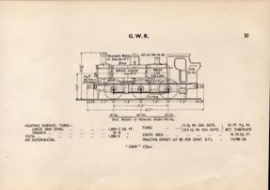 G.W.R “5400” Class Locomotive Detailed Diagram 85 Year- Old Print.