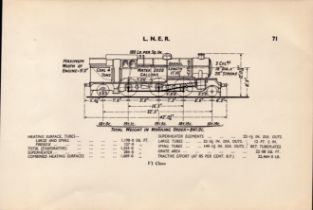 L.N.E.R. “V1 Class” Locomotive Detailed Drawing Diagram 85-Year-Old Print.
