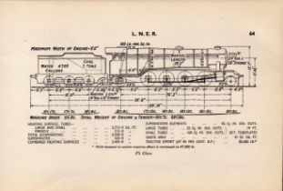 L.N.E.R. “P1 Class” Locomotive Detailed Drawing Diagram 85-Year-Old Print.