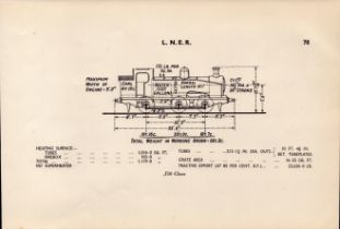 L.N.E.R. “J50 Class” Locomotive Detailed Drawing Diagram 85-Year-Old Print.