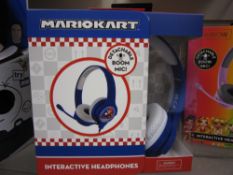 10 Pcs Brand New Sealed Mario Kart Official Licensed Headphones With Boom Mic - 10 Pcs In Lot
