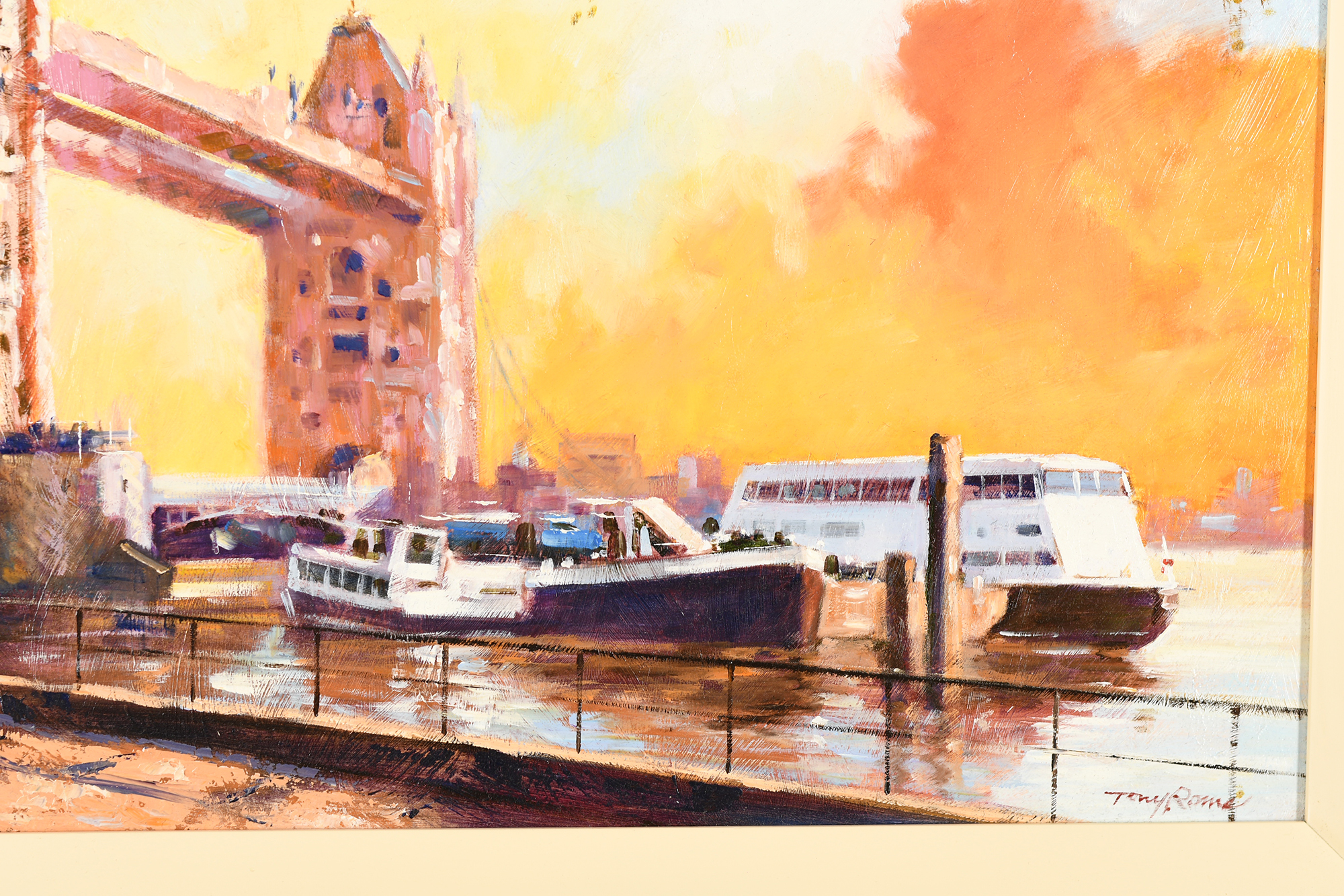 Tony Rome Oil on Panel ""Autumnal - Thames - London"" - Image 5 of 10