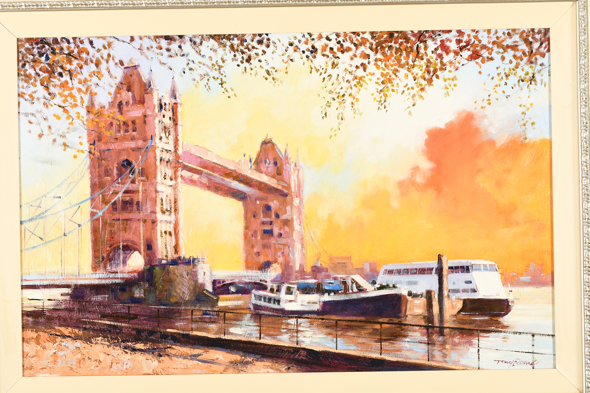 Tony Rome Oil on Panel ""Autumnal - Thames - London"" - Image 2 of 10