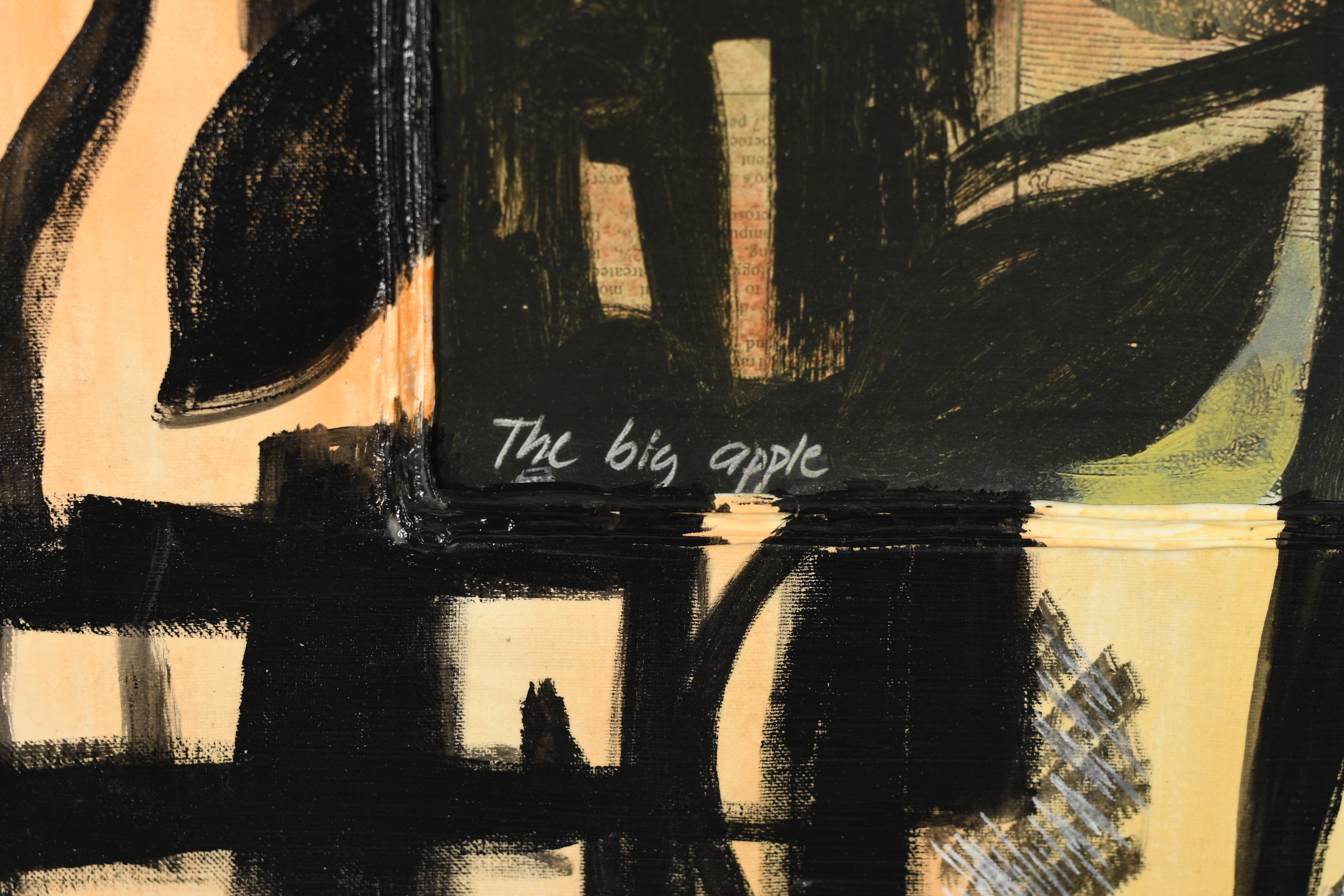 Large ""Big Apple"" Multimedia Art on canvas. - Image 3 of 10