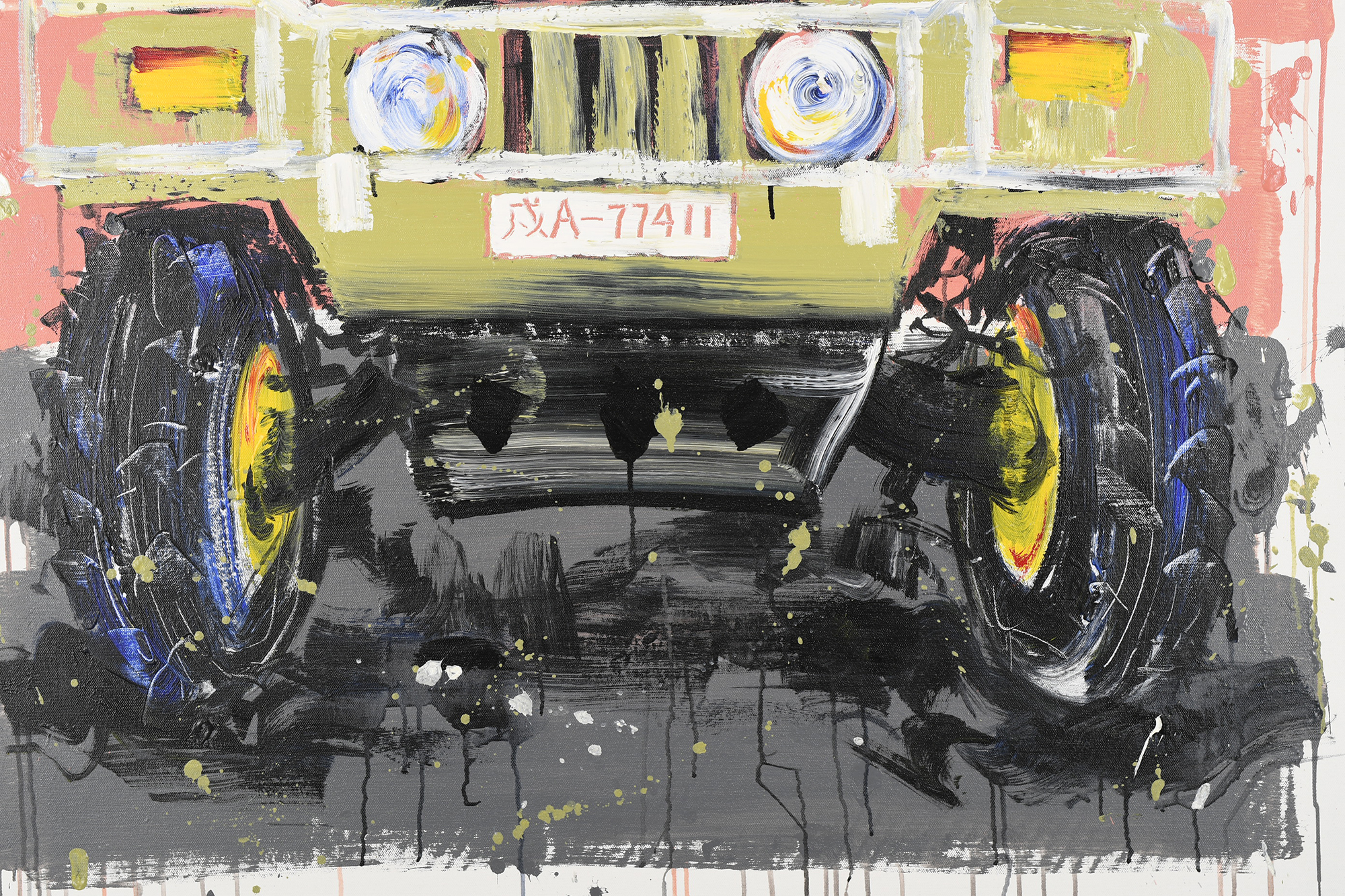Very Large Striking Original Oil on Canvas of a 4x4 - Image 6 of 8