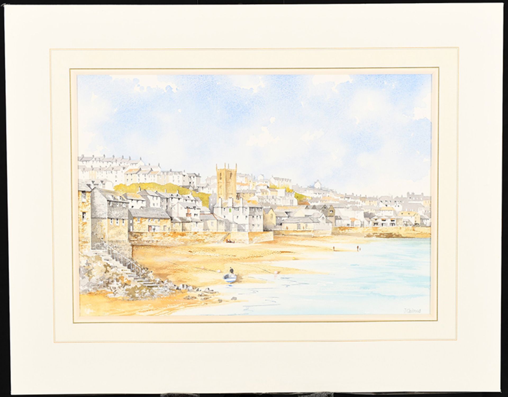 Original John Chisnall Watercolour ""Beach Steps St. Ives""