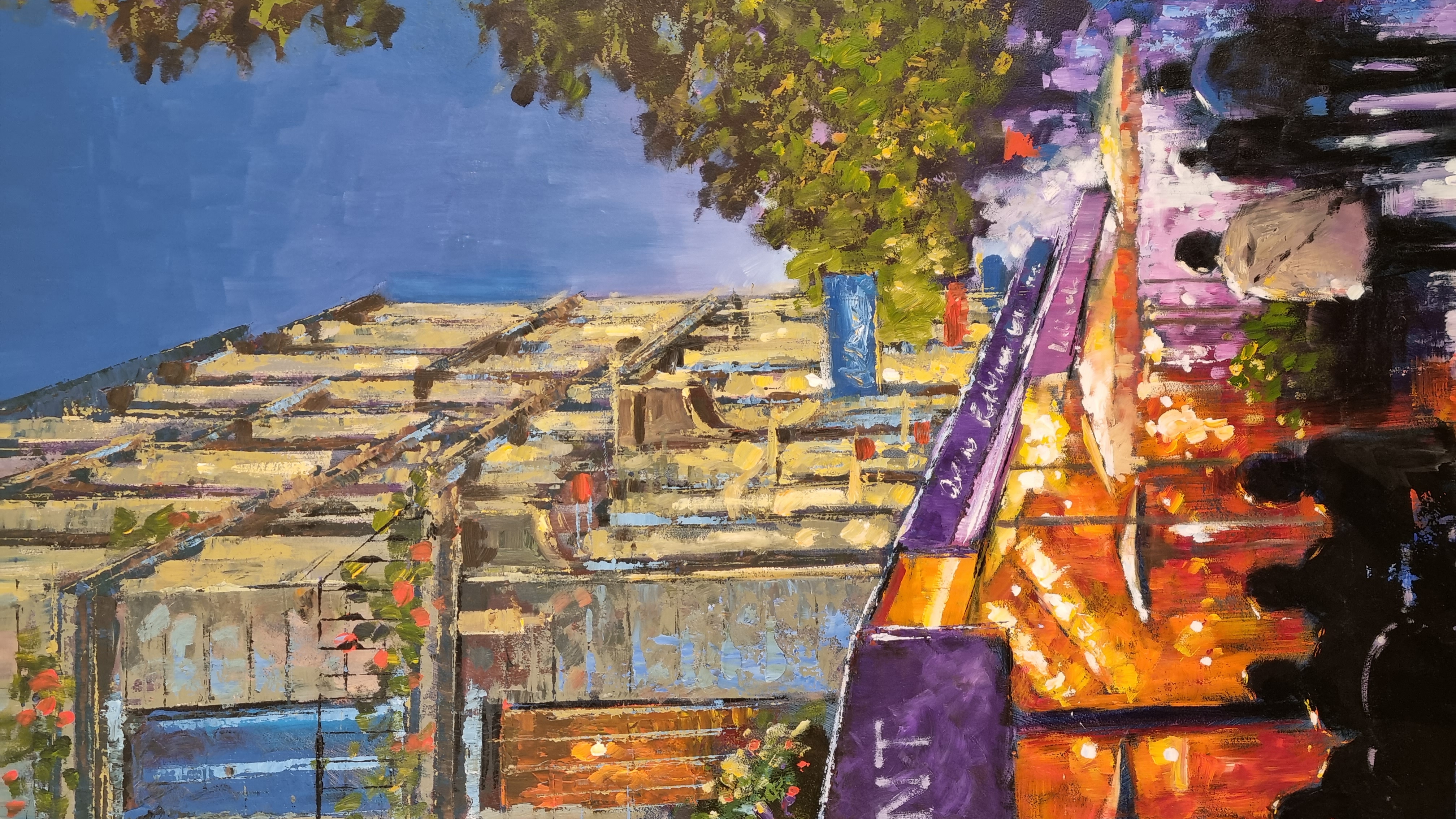 Stunning Large Original Oil Painting Titled ""Al Fresco Paris"" by Tony Rome - Image 6 of 13