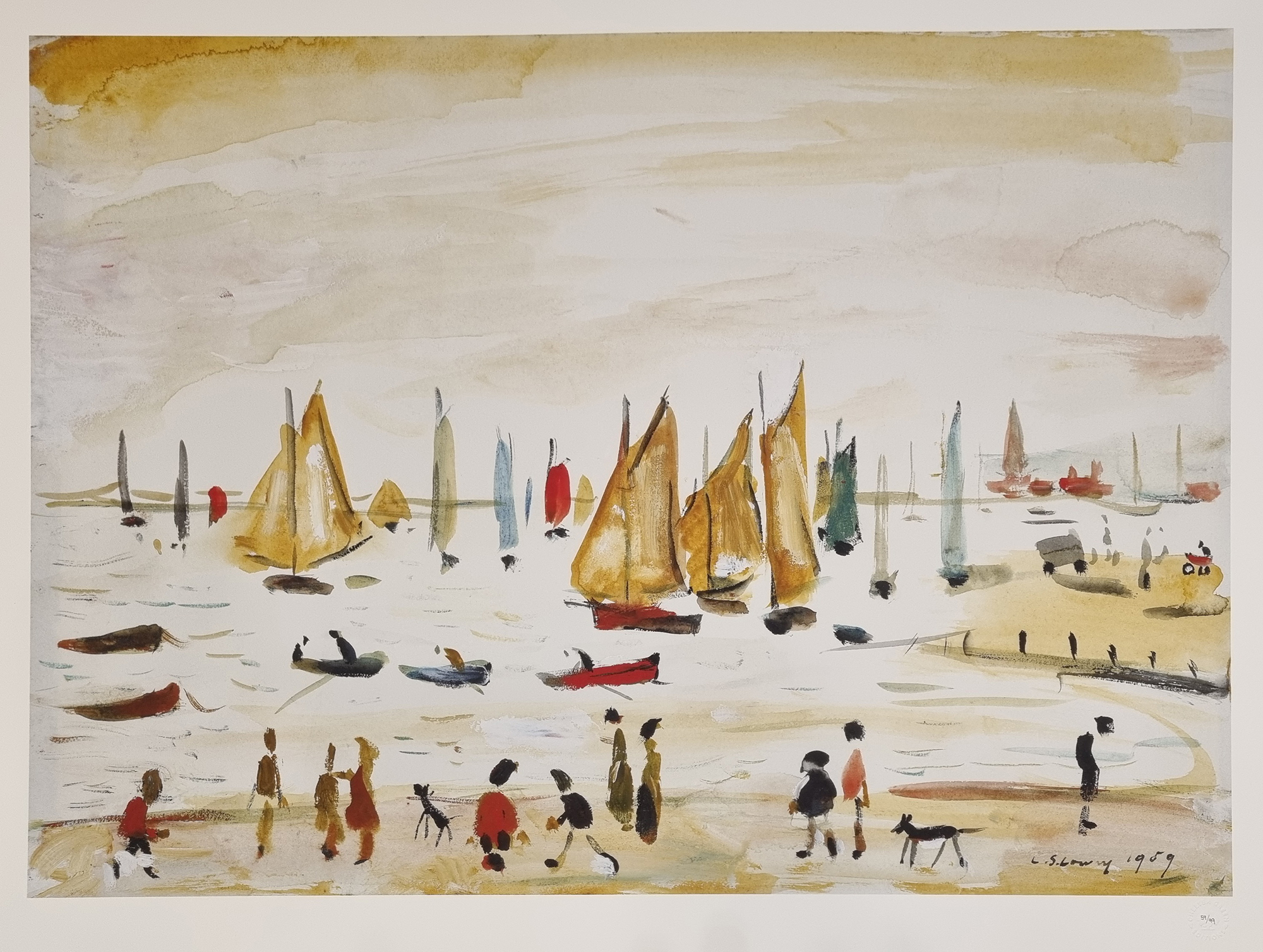 Limited Edition by L.S. Lowry "Yachts, 1959" with Certificate. - Image 2 of 6