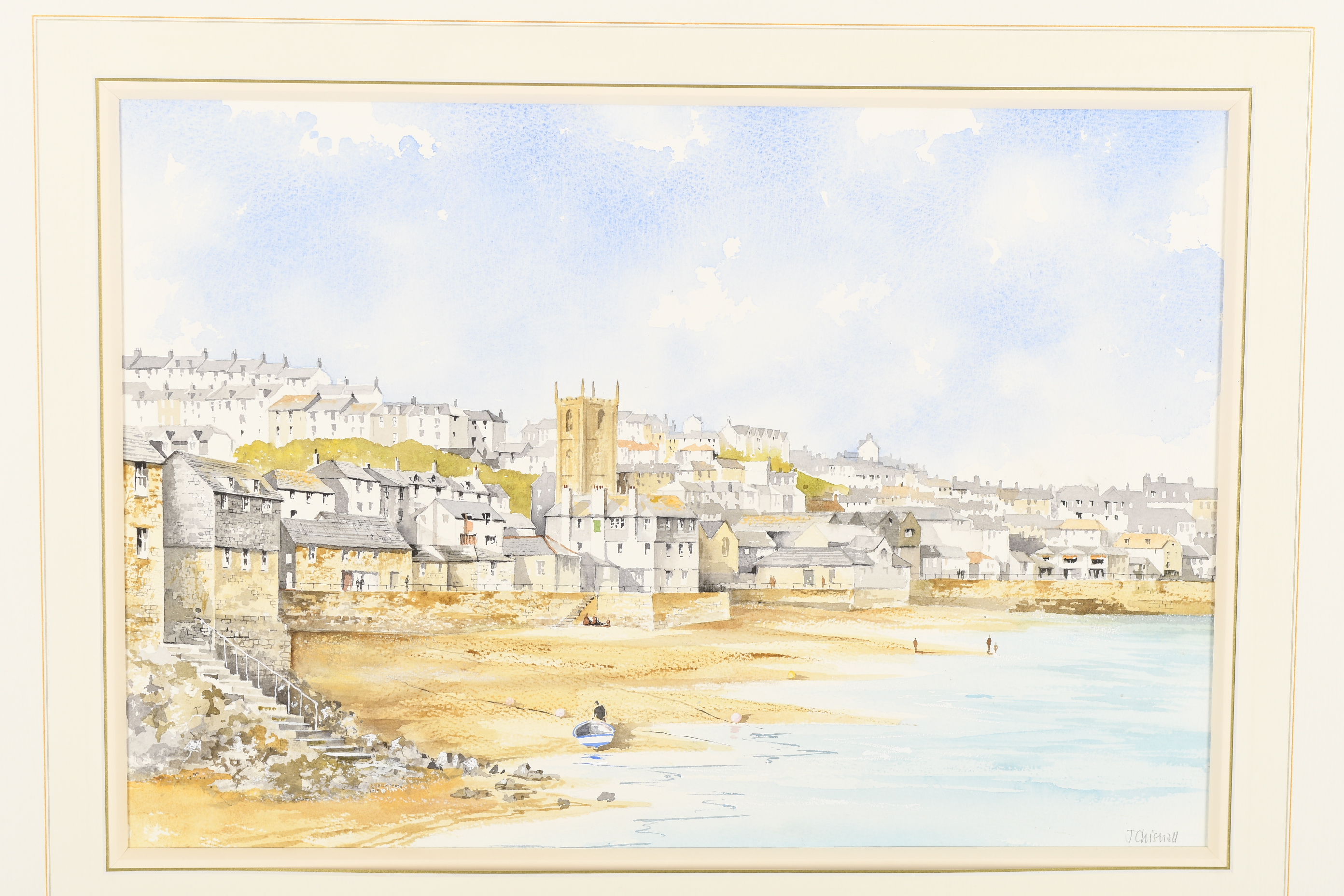 Original John Chisnall Watercolour ""Beach Steps St. Ives"" - Image 2 of 7