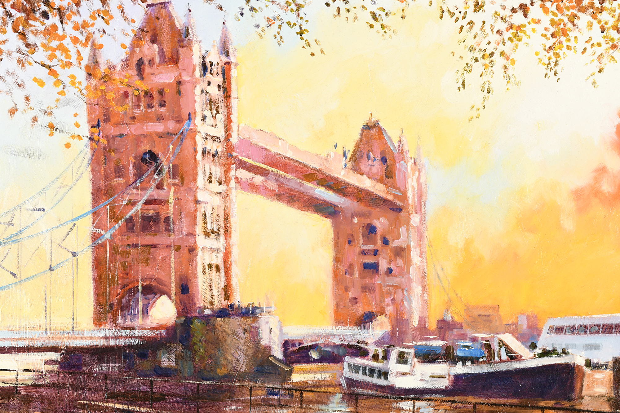 Tony Rome Oil on Panel ""Autumnal - Thames - London"" - Image 4 of 10