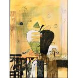 Large ""Big Apple"" Multimedia Art on canvas.