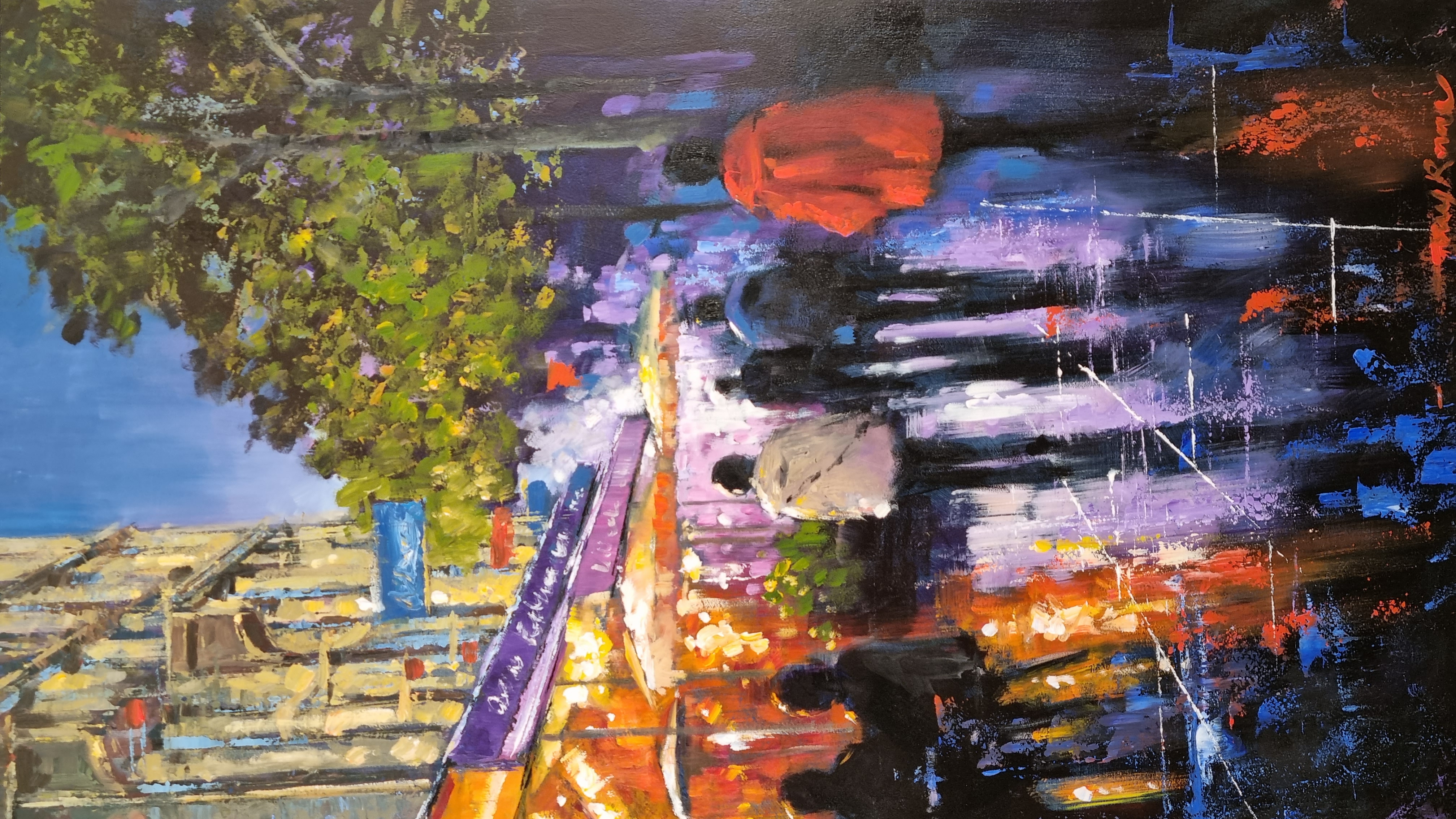 Stunning Large Original Oil Painting Titled ""Al Fresco Paris"" by Tony Rome - Image 4 of 13