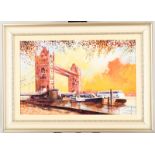 Tony Rome Oil on Panel ""Autumnal - Thames - London""