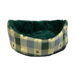 Green Chequered Oval Pet Bed