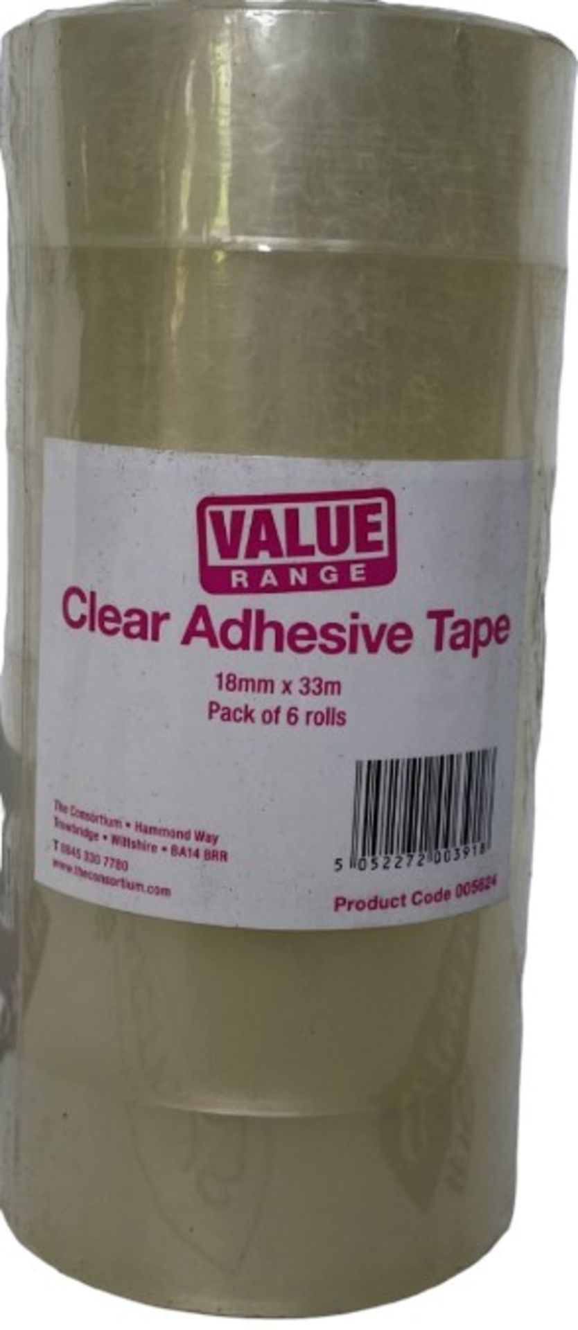 360 x Rolls of Clear Adhesive Tape 18mm x 33m