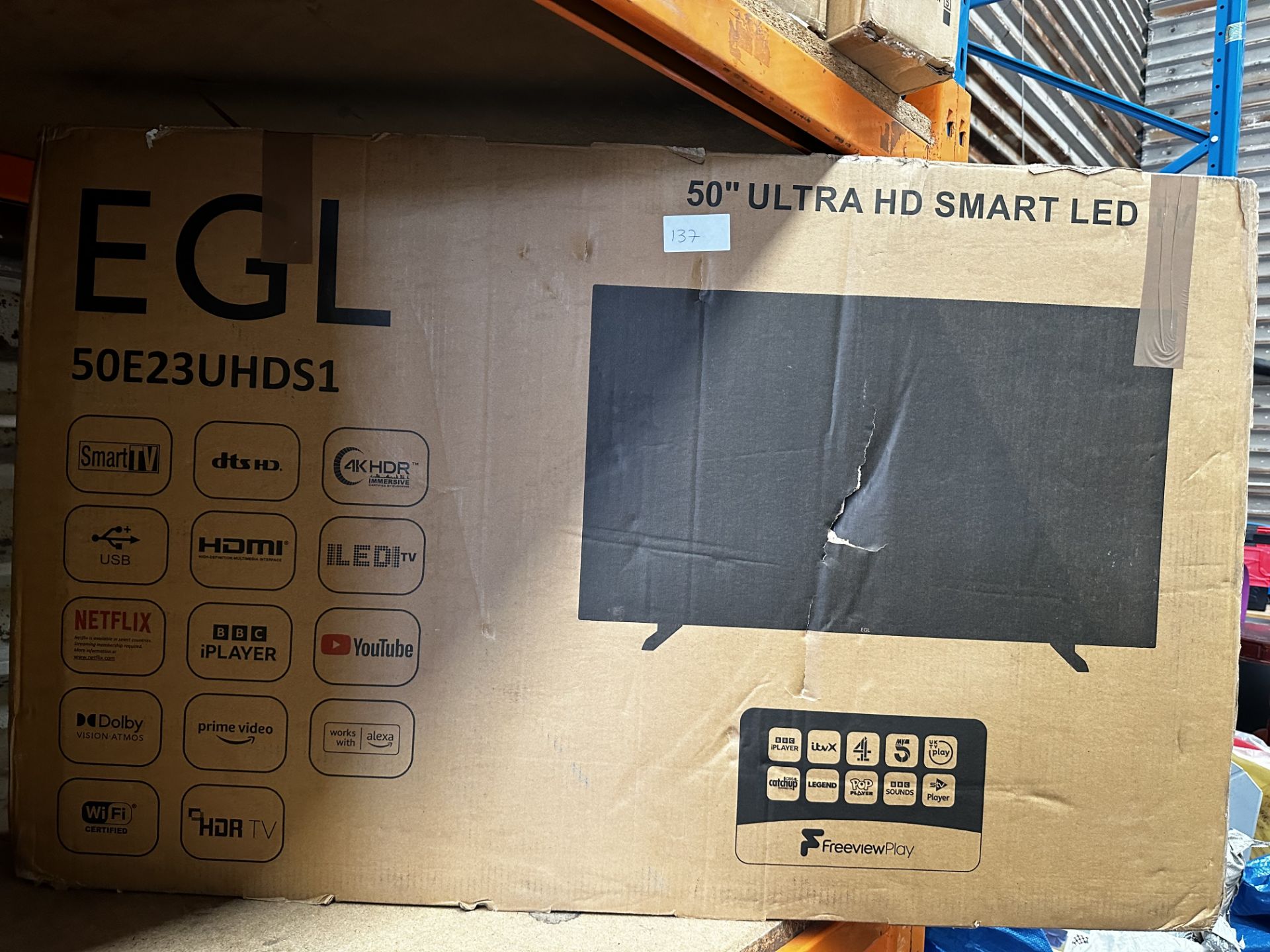 EGL 50 Inch Ultra HD Smart LED TV. RRP £450 - Grade U