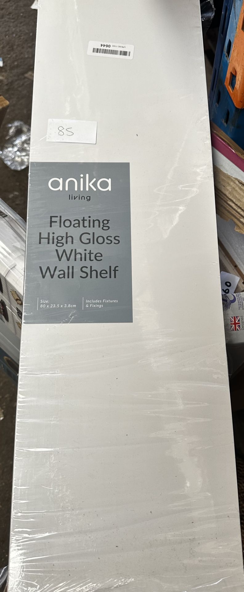 Anika Floating High Gloss White Wall Shelf. RRP £20 - Grade U