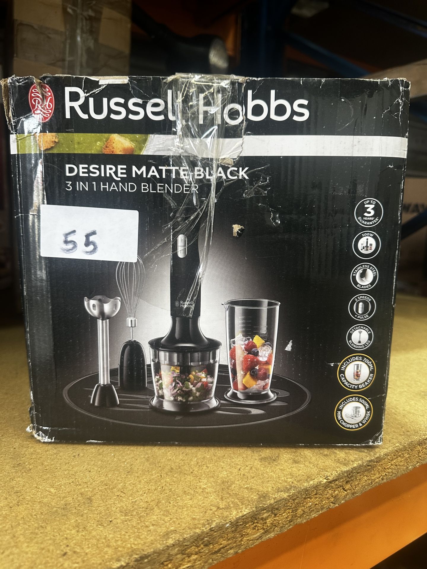Russell Hobbs Desire Matte Black 3 In 1 Hand Blender. RRP £30 - Grade U